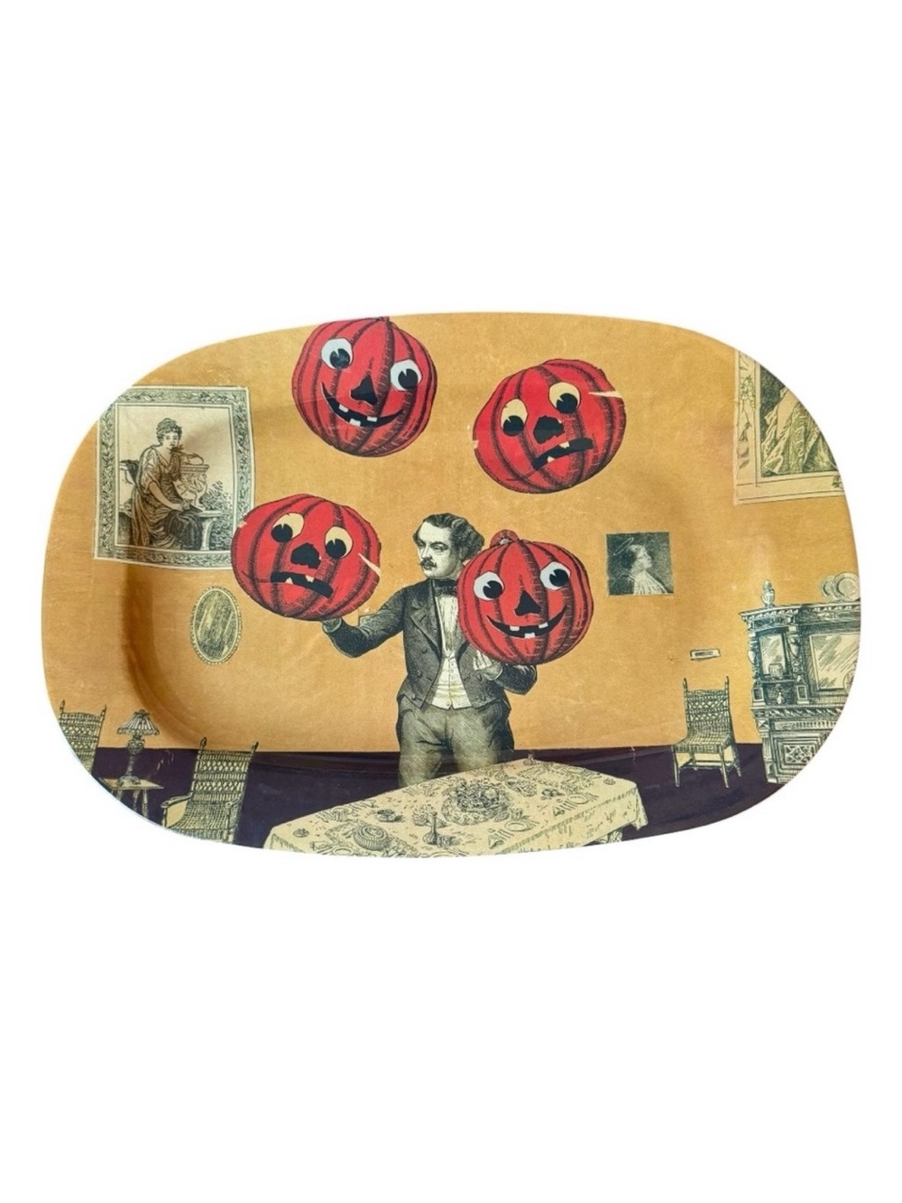 John Derian Feast Your Eyes Pumpkin Juggler 16"x11" Platter 2024 Discontinued